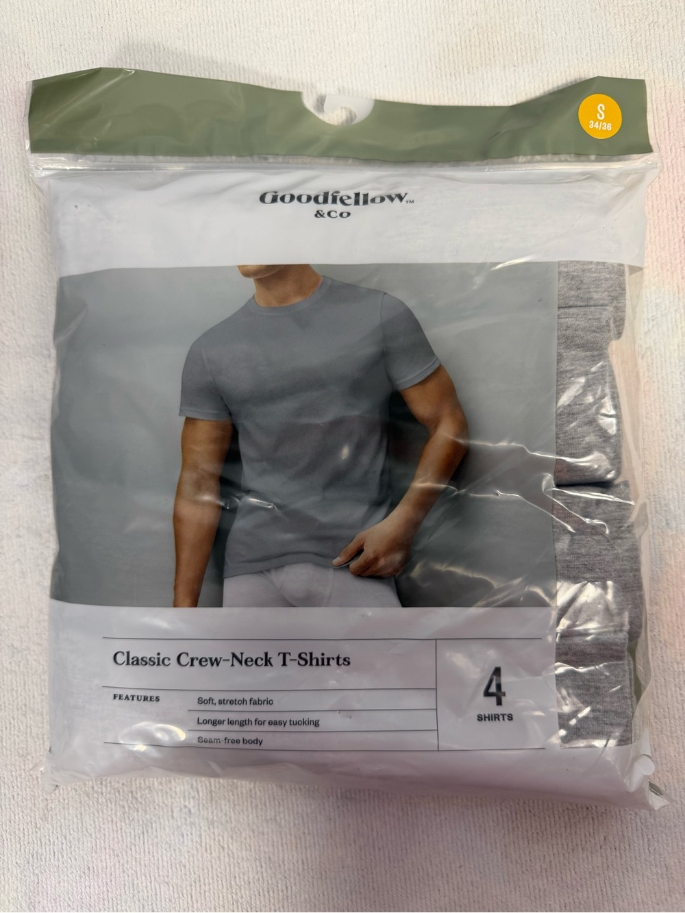Goodfellow & Co 4 Pack Classic Crew Neck T-Shirts Heather Grey S NWT